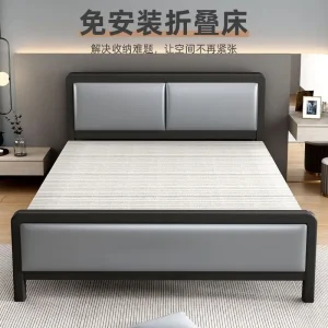 四折折叠床双人床家用简易木床铁床单人床出租屋板床午休床铁艺床